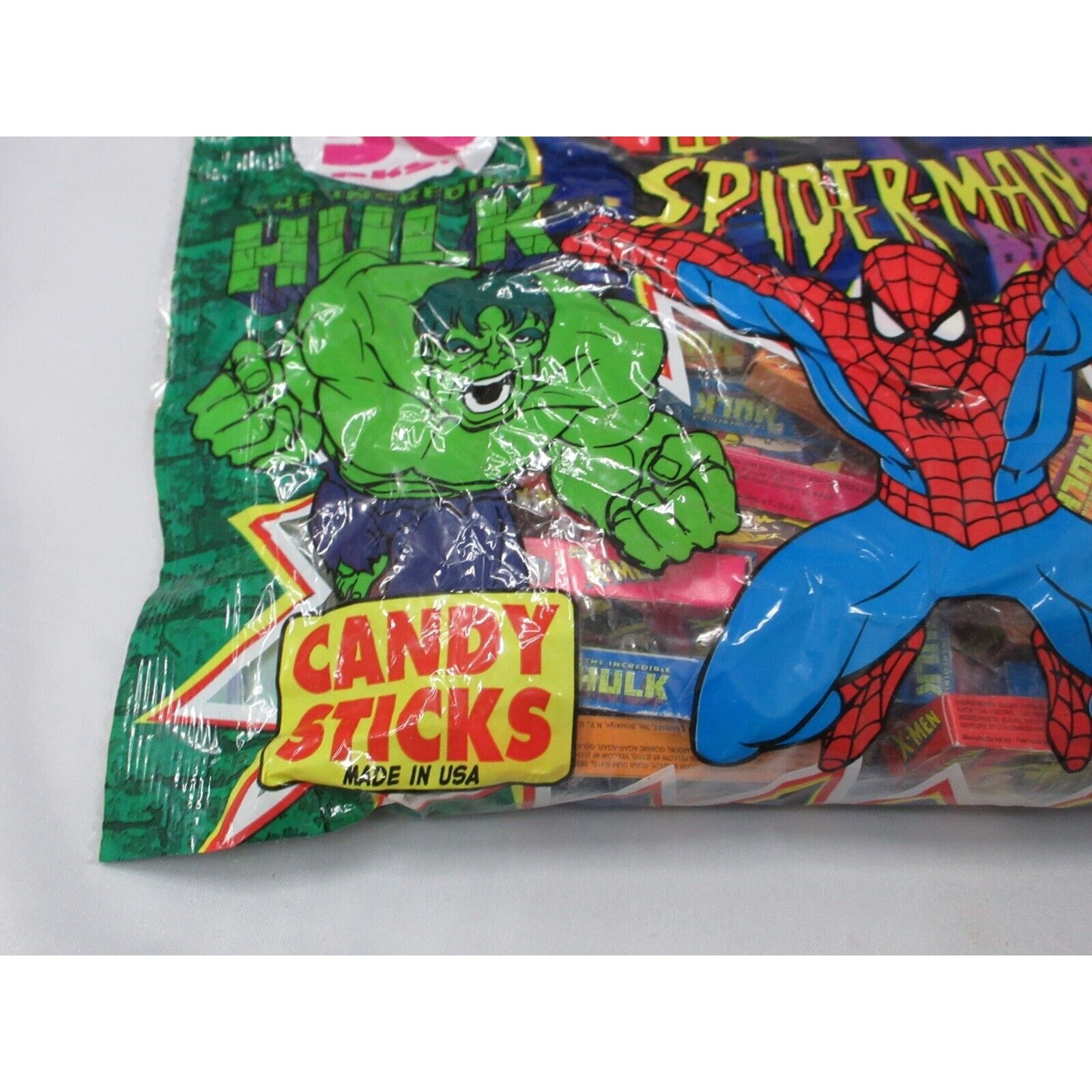 Vintage 1999 Spiderman Candy Sticks SEALED Bag 50ct Package 1990s Marvel