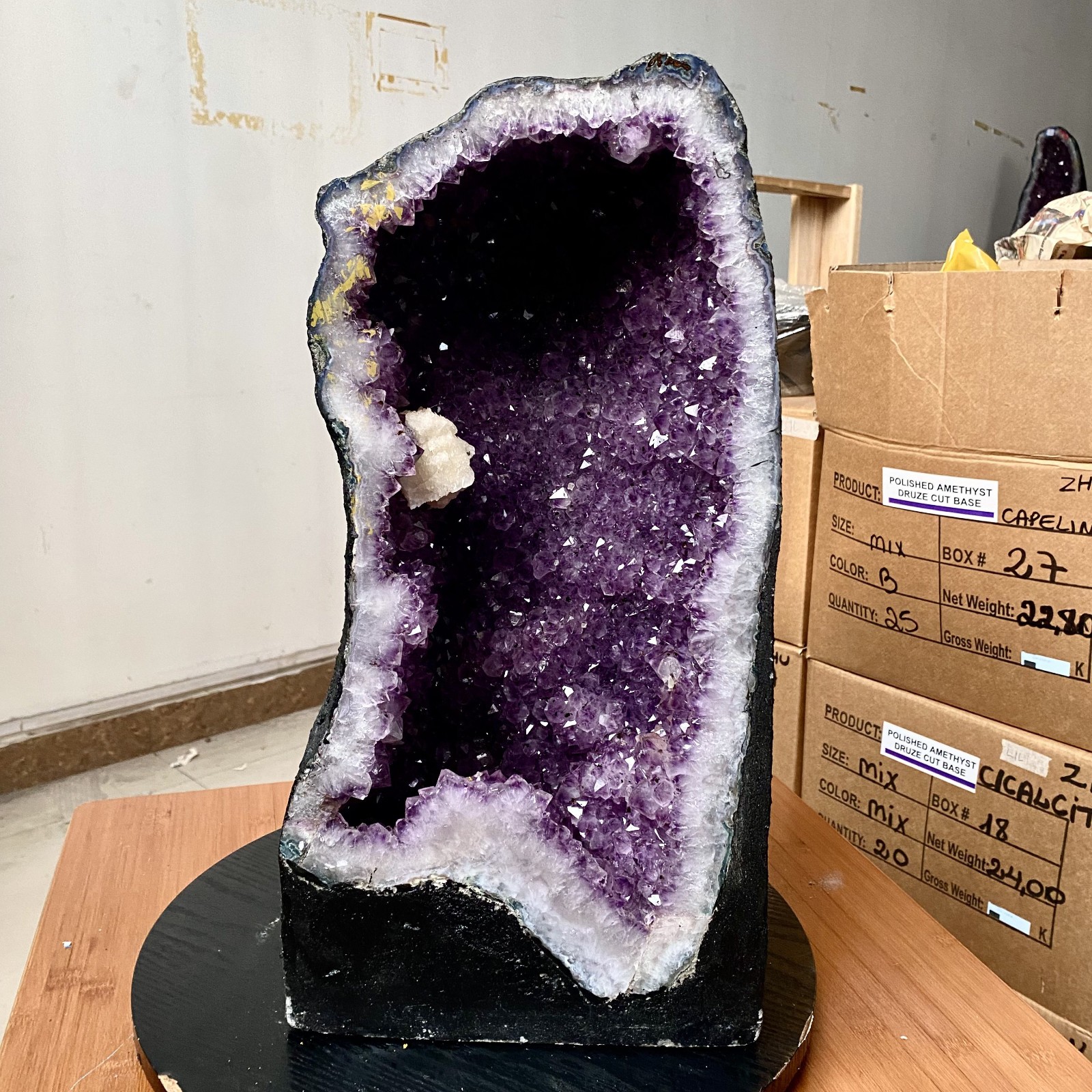 65LB Large Natural Amethyst Geode Cathedral Crystal Cluster Specimen Healing0.33