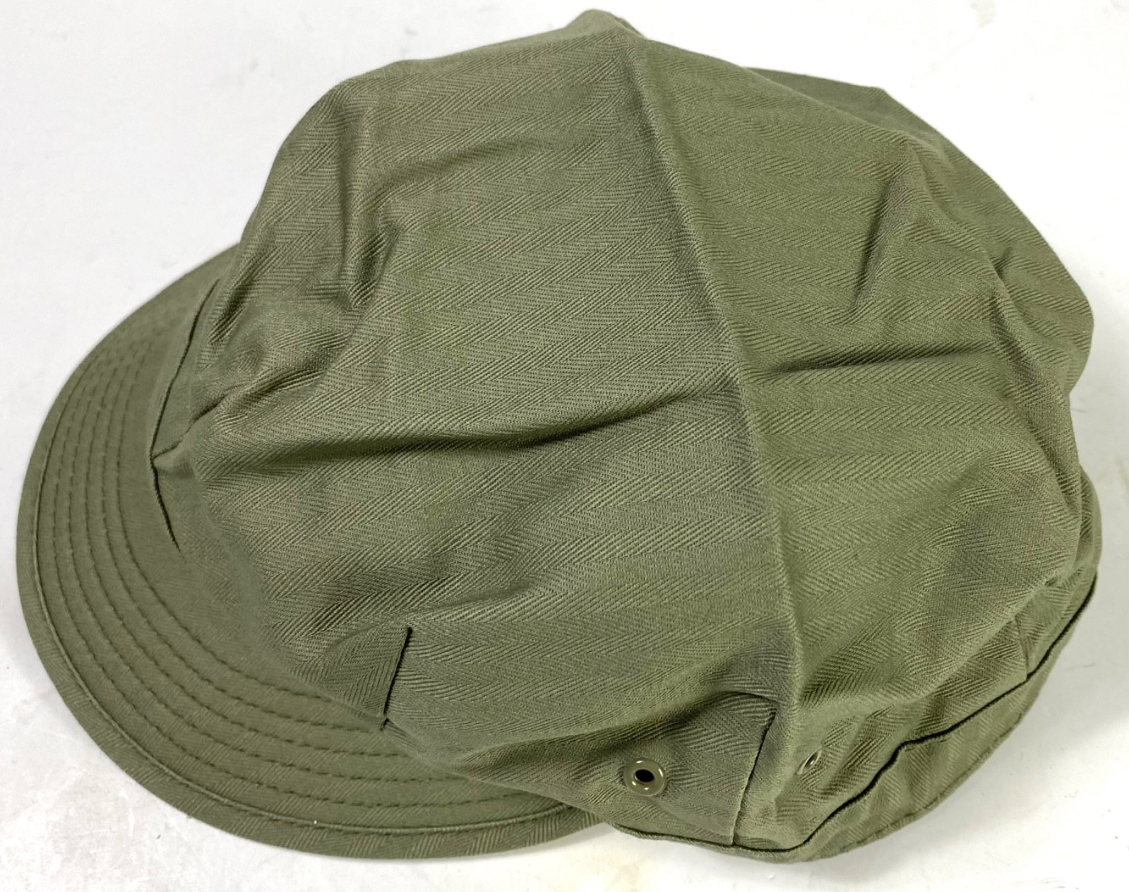 WWII US DARK LIGHT HBT COMBAT FIELD CAP, SHORT BILL-MEDIUM