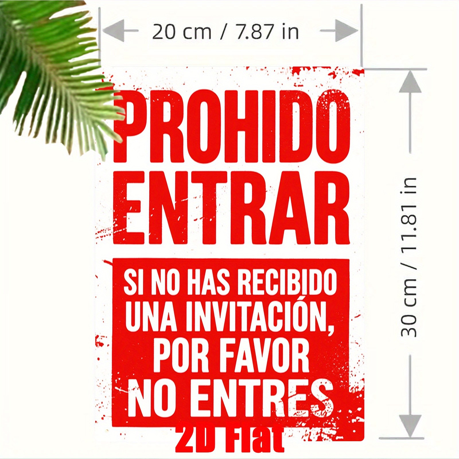 2D Flat, 1pc Tin Metal Signs Home Décor „No Entry“ Spanish, Suitable for Private