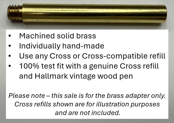 Hallmark Wood Pen adapter for a standard Cross ink pen refill