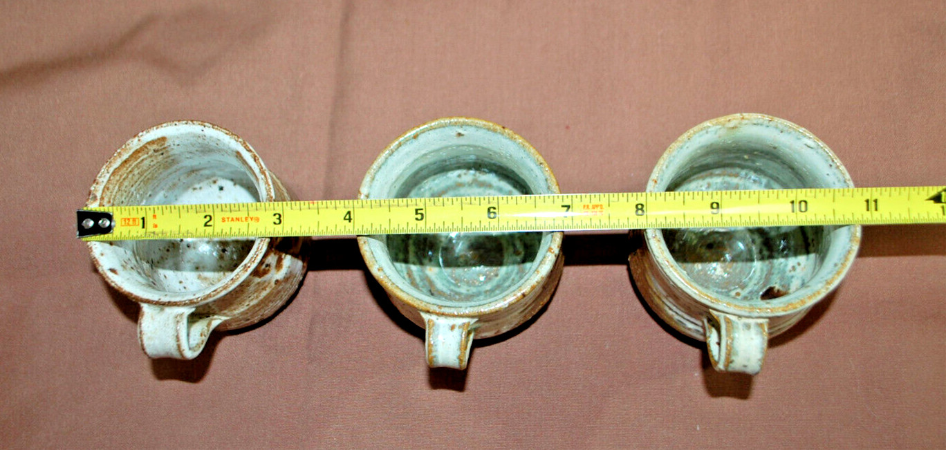 Ceramic 3 Mugs and 3 Candle Holders Handmade Lot of 6 Total T1428