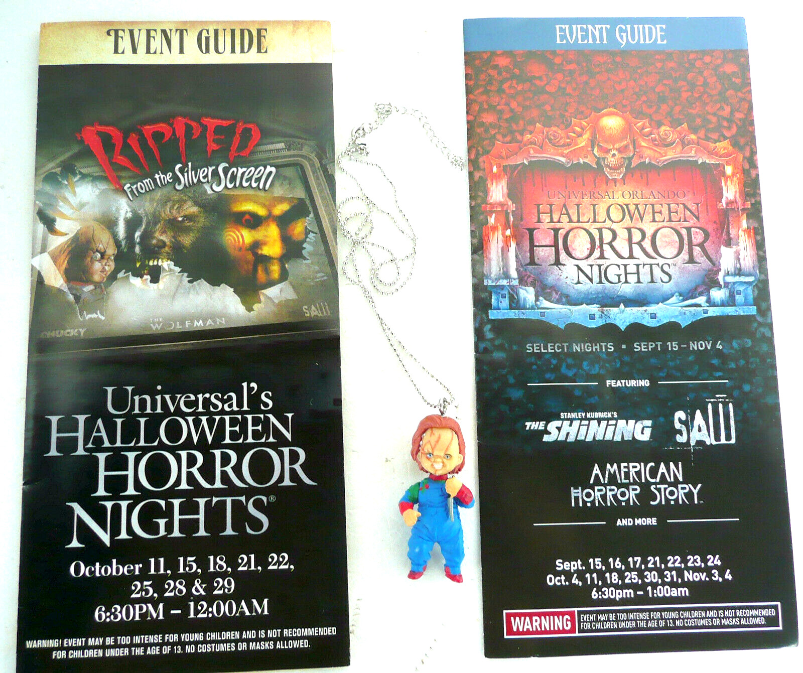 CHUCKY NECKLACE CHILD PLAY UNIVERSAL HALLOWEEN HORROR NIGHT 2009 27 2017 GUIDES