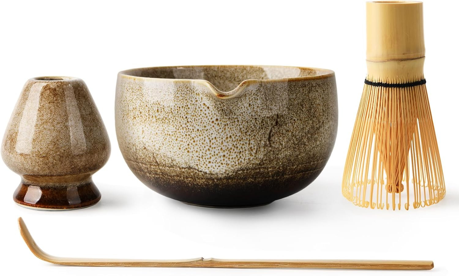 Japanese Matcha Tea Set,Ceramics Match Bowl with Spout,Included Handmade Ceramic