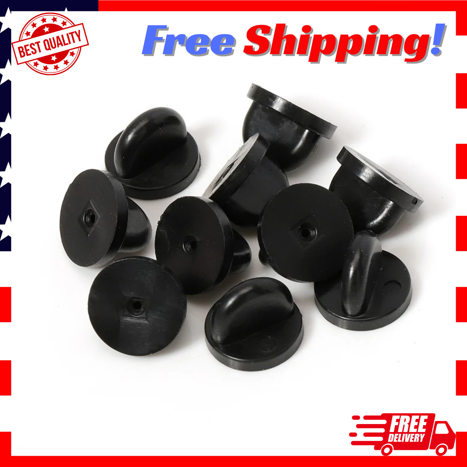 50 Black Rubber Pin Backs Lapel Pin Backs Pin Safety Back Brooch Tie Replacement