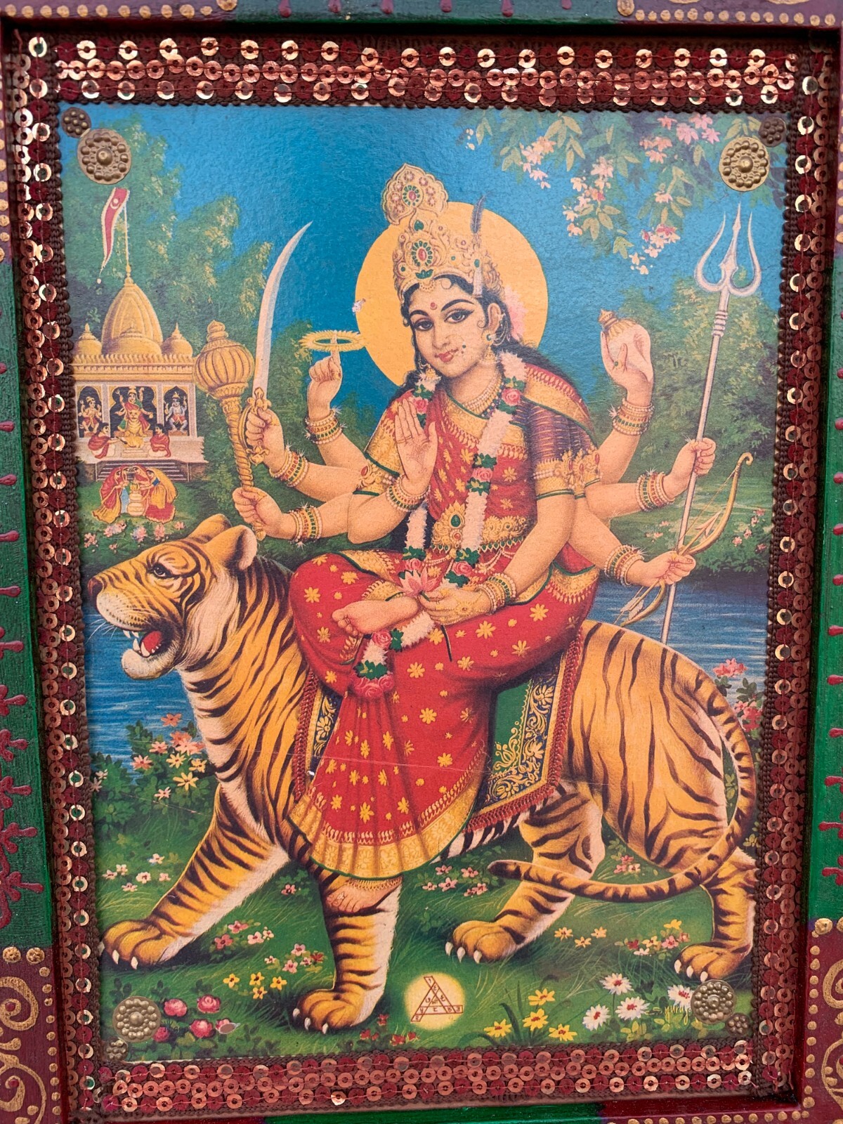Durga Mata Photo Frame, Ambe Mata Photo Frame,Indian Hindu Deity Photo-8.5×11.5″