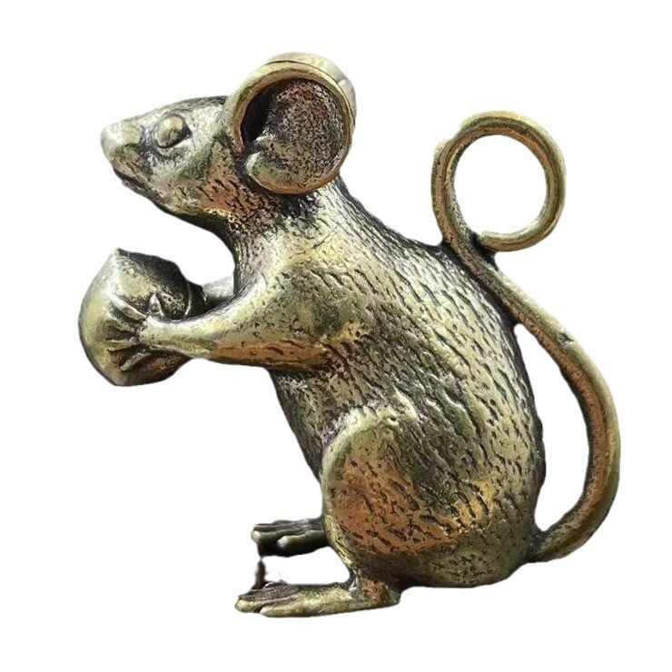 Tabletop Figurine Brass Mouse Animal Statue Sculpture Home Decor Gift USA