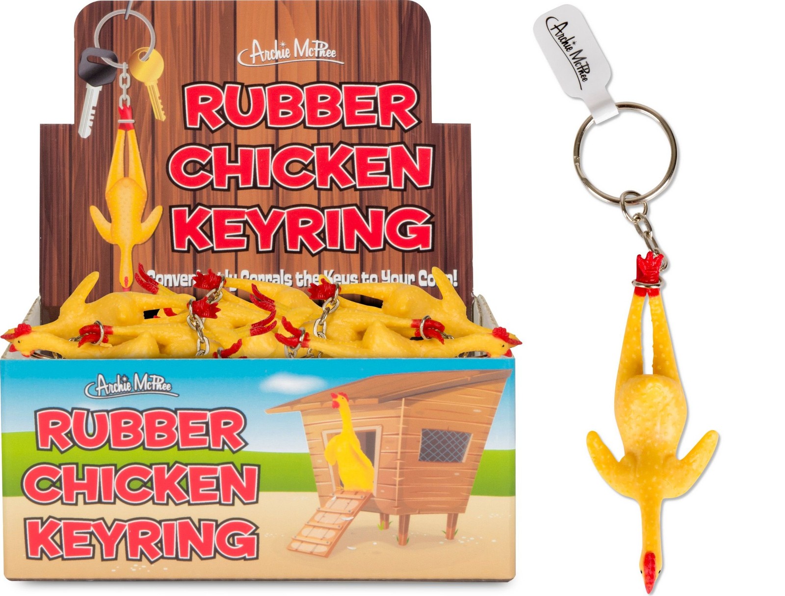 Rubber Chicken 3″ Inch Keyring Key Chain – Funny Novelty Gag Toy – Archie McPhee