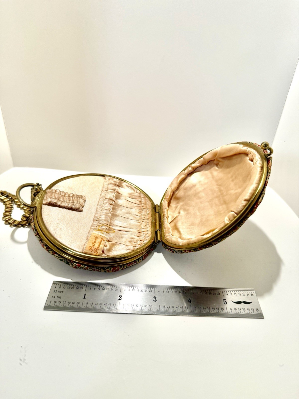 Vintage Round Double opening Compact Vanity Multi Color Fabric Purse – 319