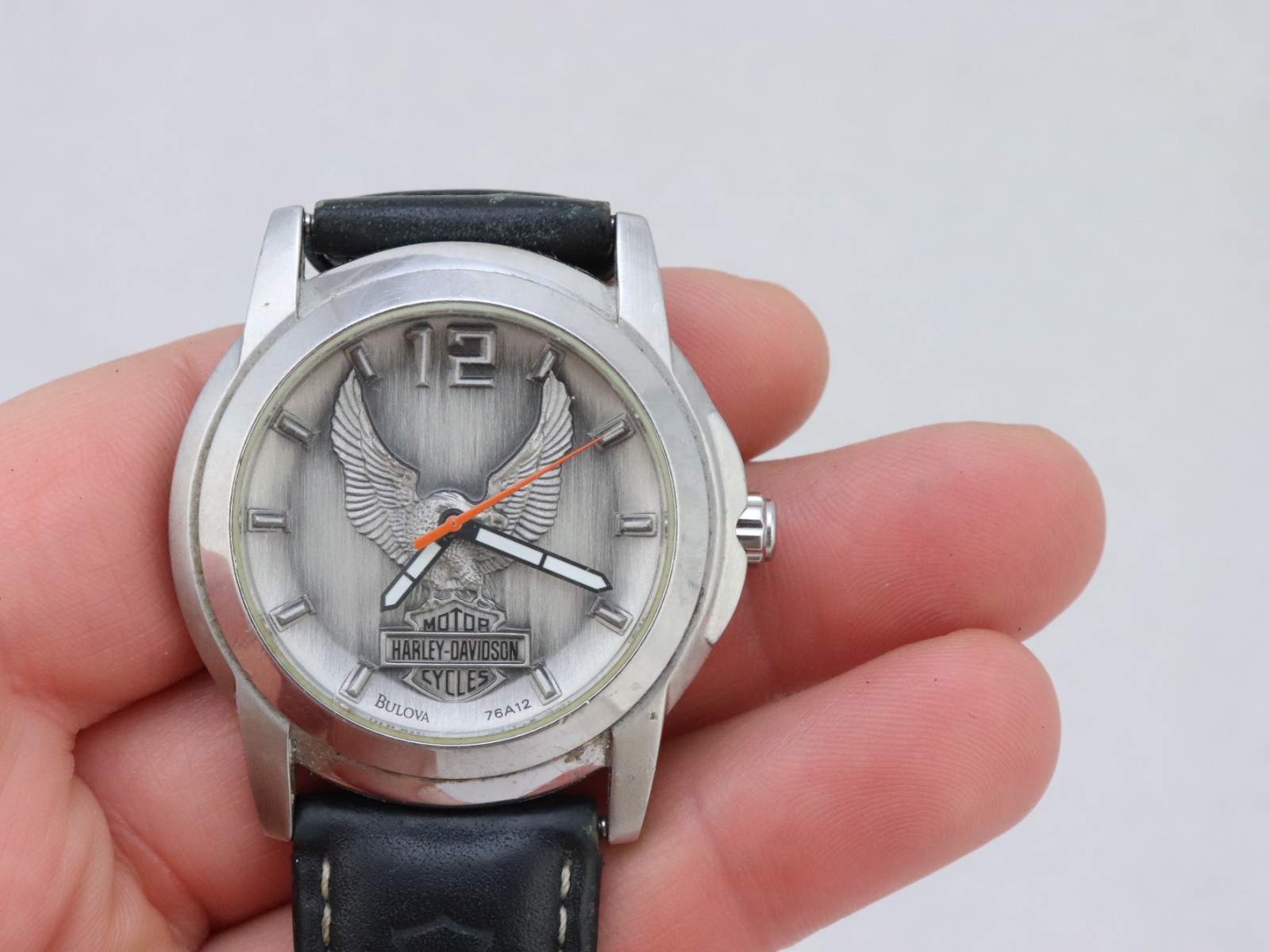 Vintage BULOVA Harley Davidson Motorcycles 76A12 Eagle Watch 41mm NEW BATTERY