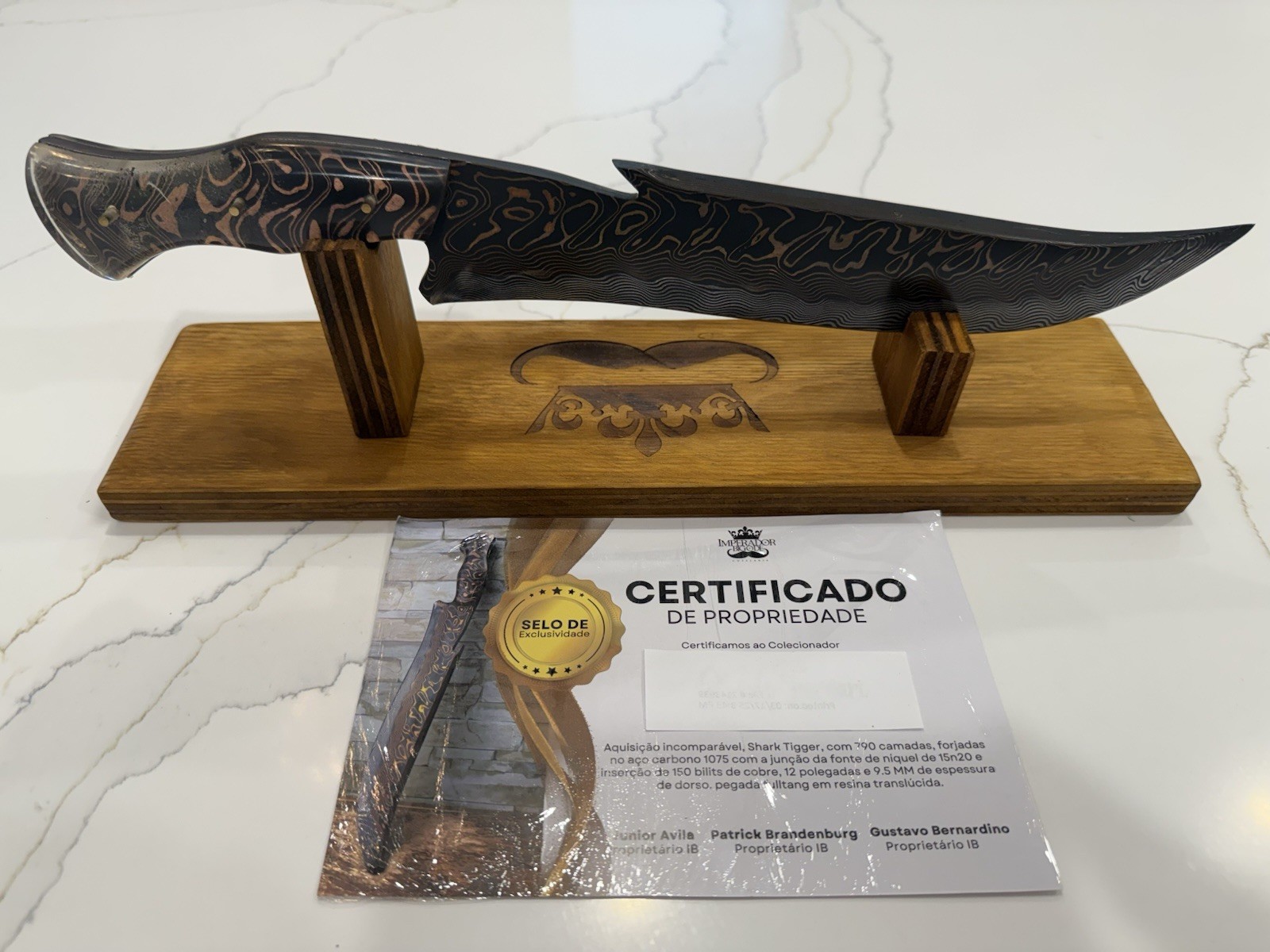 Brazilian Knife Shark Tiger 790 layers. Forged from Carbon Steel.