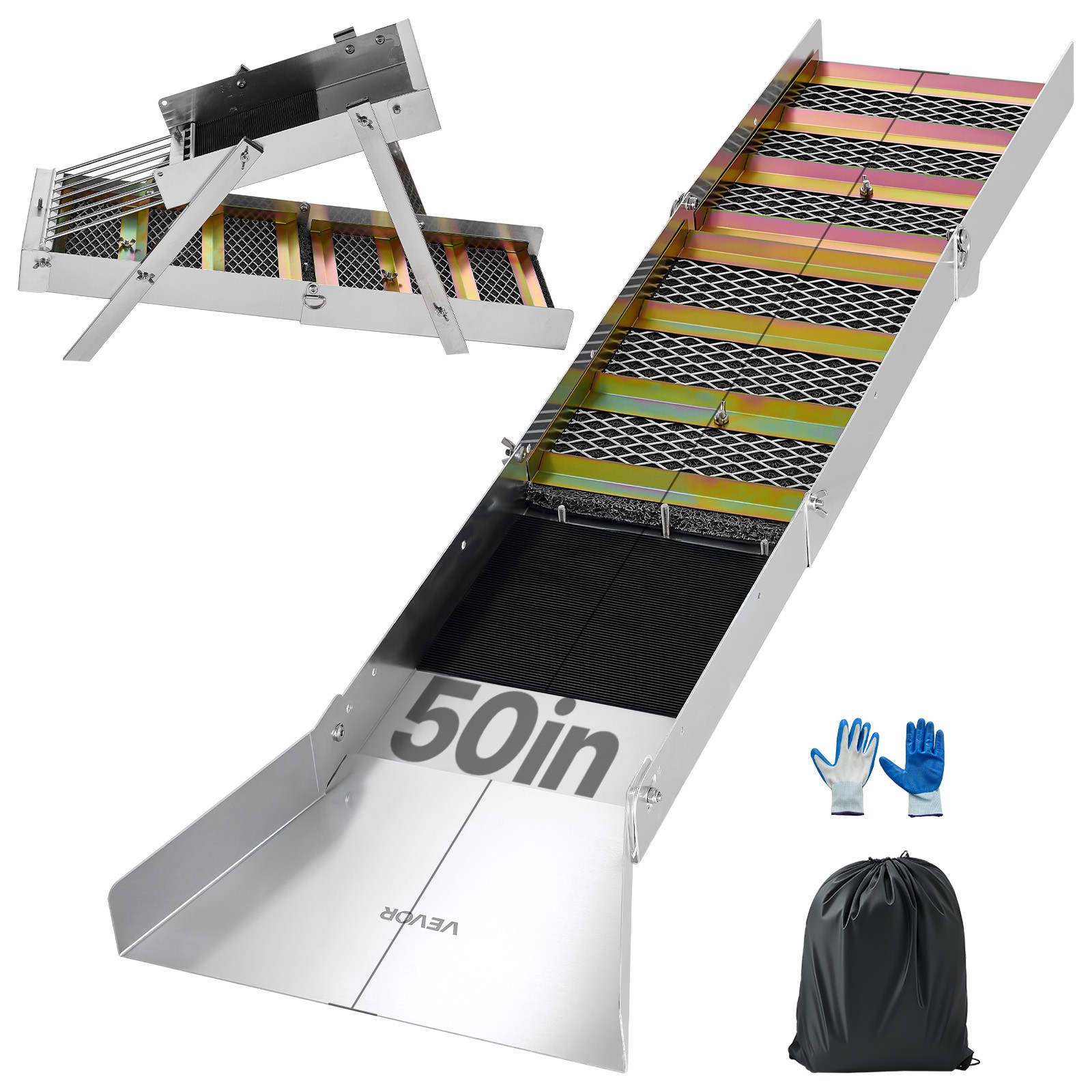 VEVOR High Banker Gold Sluice 2-in-1 Highbanker Sluice Box Aluminum Alloy 50″