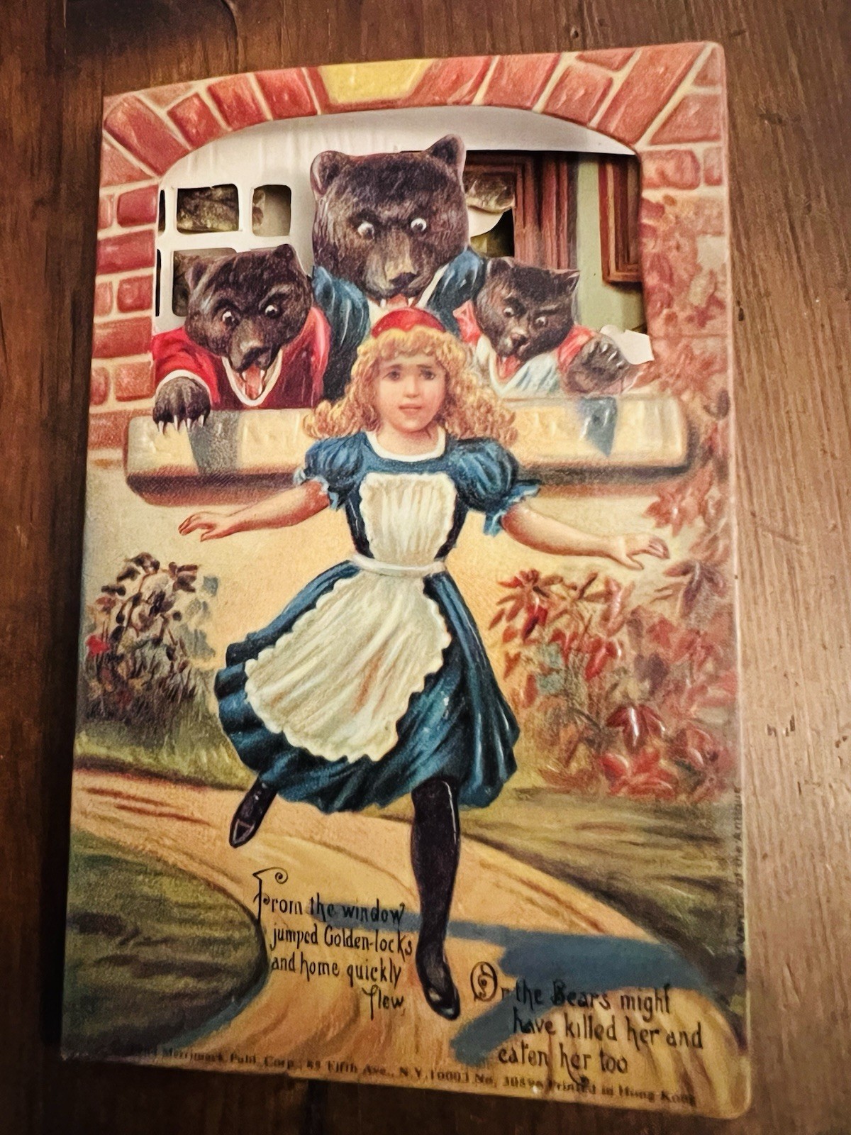 Vintage Merrimack Old Fashion Die Cut Goldilocks & The 3 Bears 6 Part Fold Out