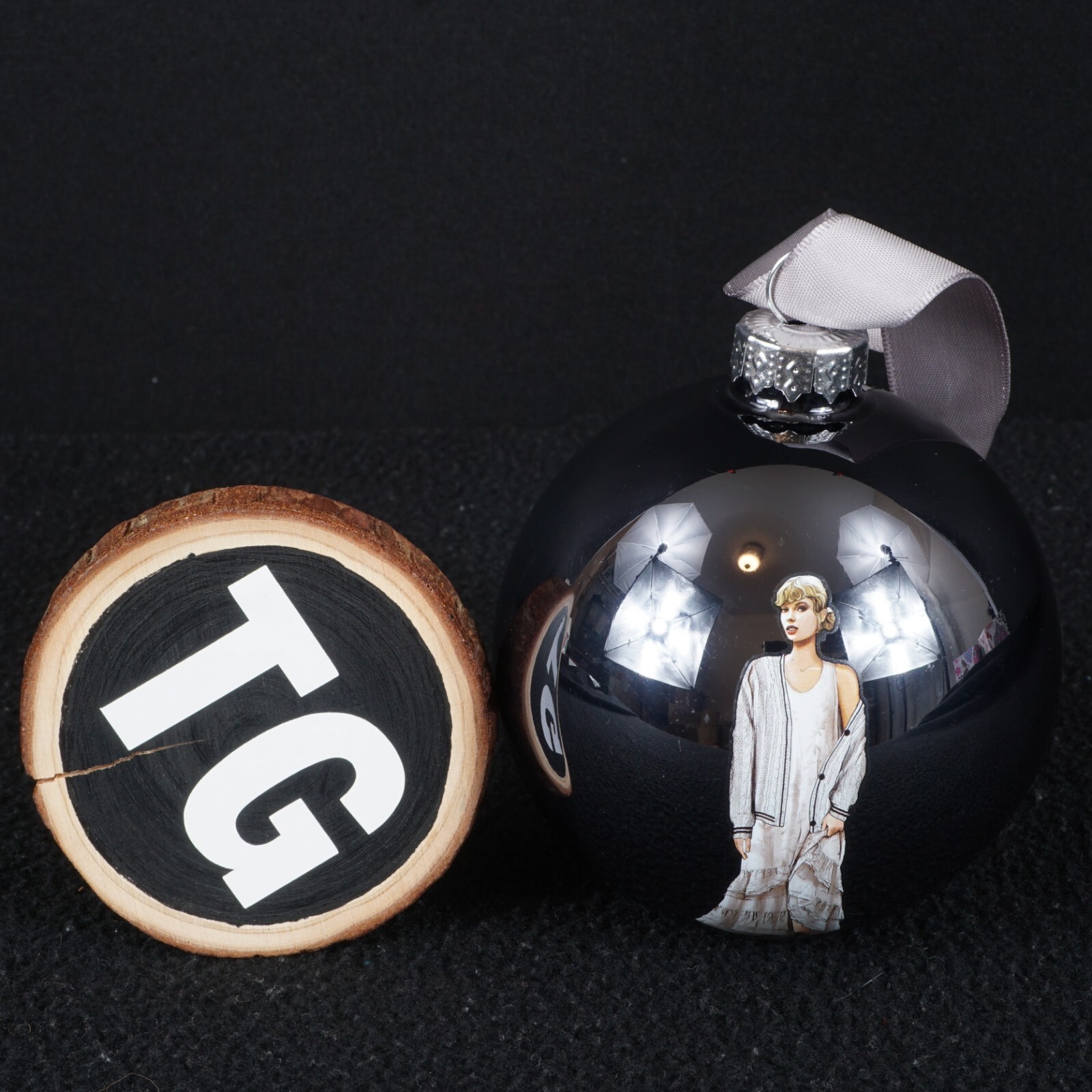 Taylor Swift Folklore Album Eras Ball Ornament Gray #08 NEW WITH SMALL DEFECTS