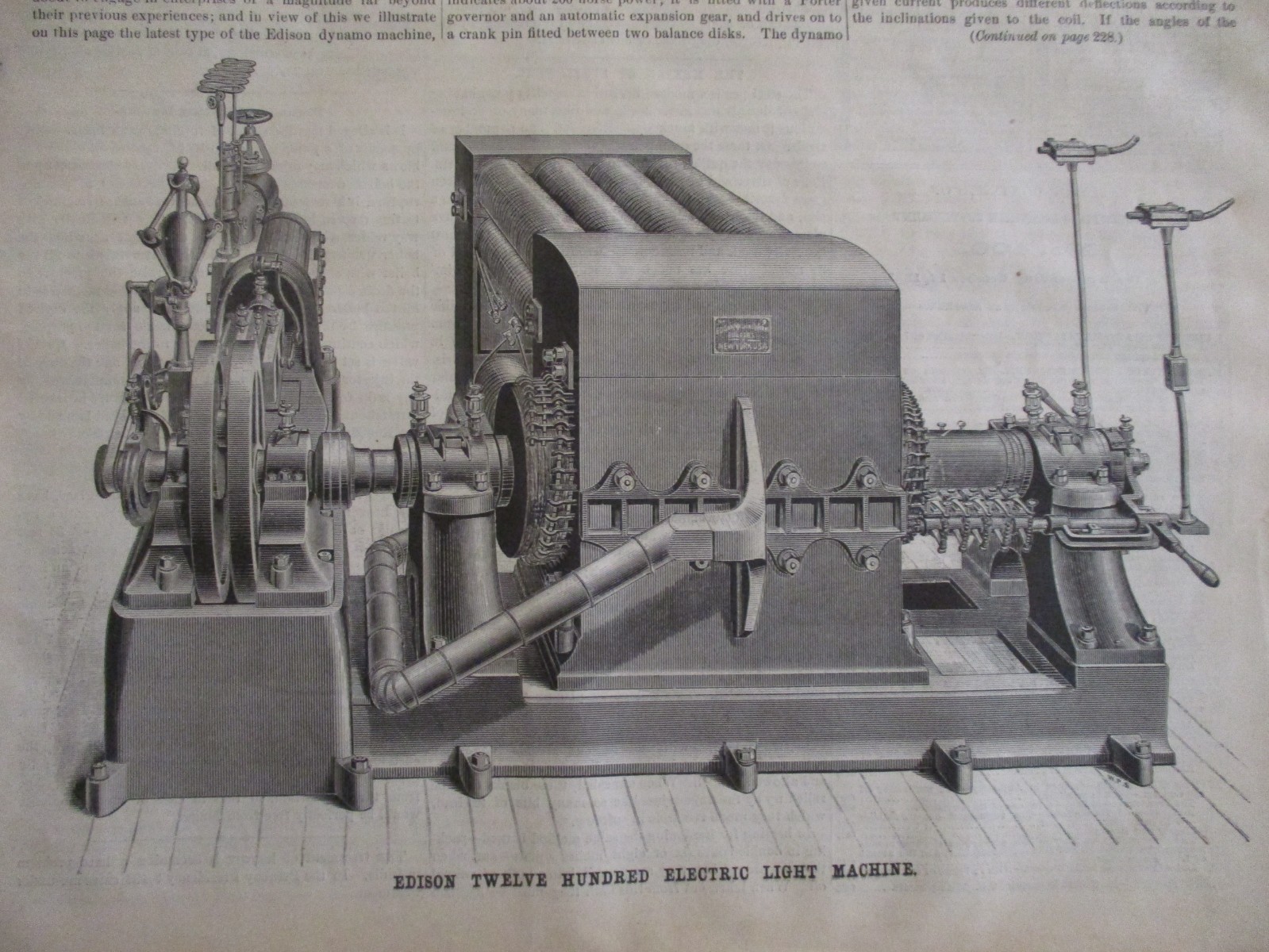 1883 EDISON ELECTRIC LIGHT GENERATOR BROOKLYN BRIDGE CABLE CARS SCIENTIFIC AM.