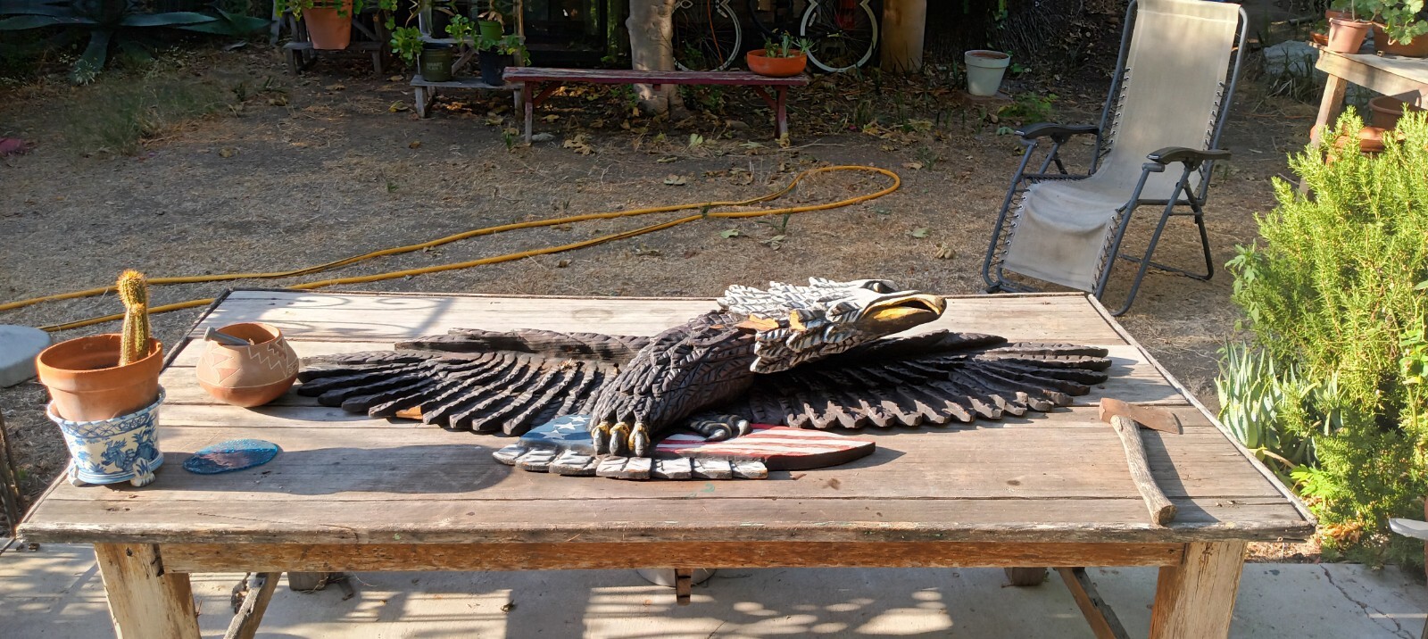 1970’s Catskills Original Carved & Painted Wooden Large 60″ Bellamy Type Eagle