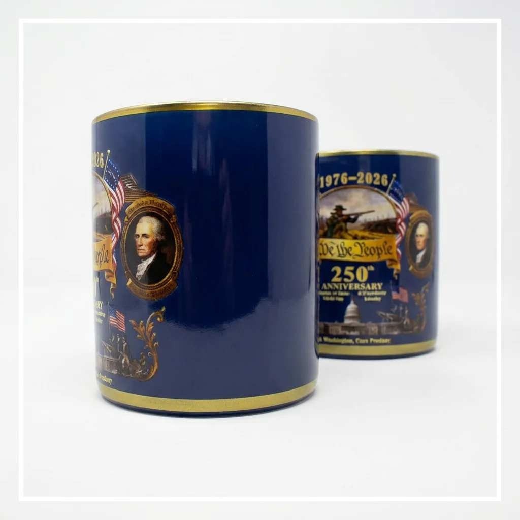 Lowball Glasses Set Unbranded We The People 1776-2026 Blue Gold 3 Inch