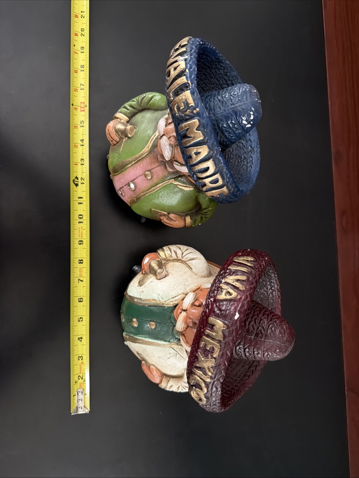 2 vintage mexican man with sombrero ceramic