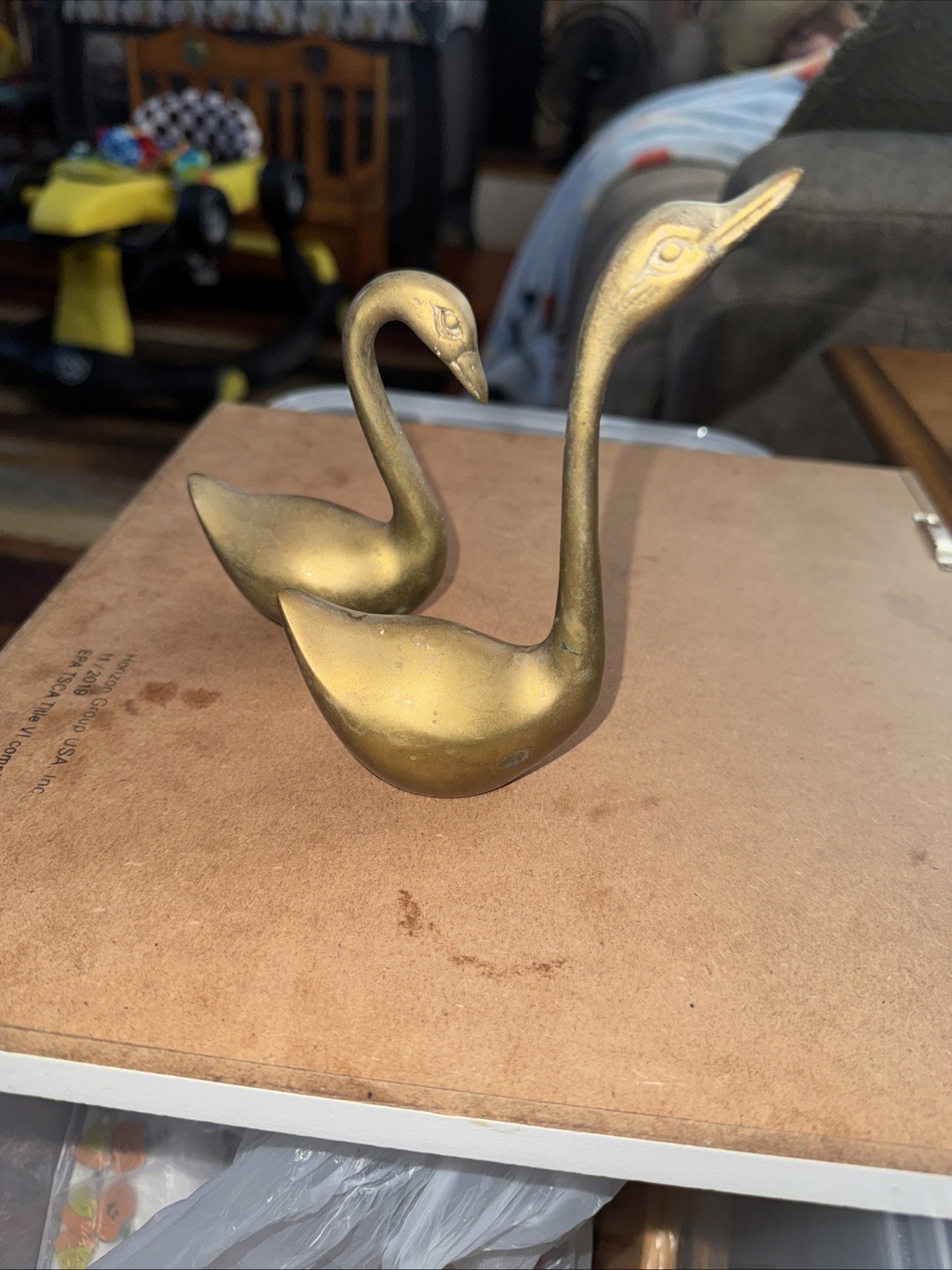 Brass Swans Vintage Pair Two Piece Set