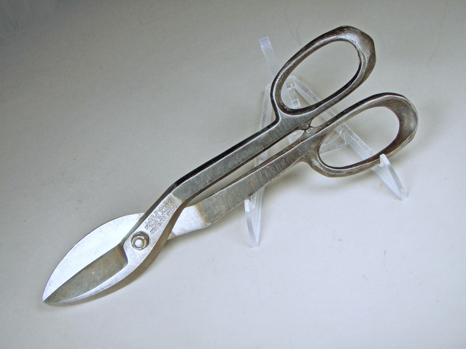 Vintage Pexto No 10 Tin Snips 11.5″ OAL Cuts 24ga Stainless Made in USA ==EXC==
