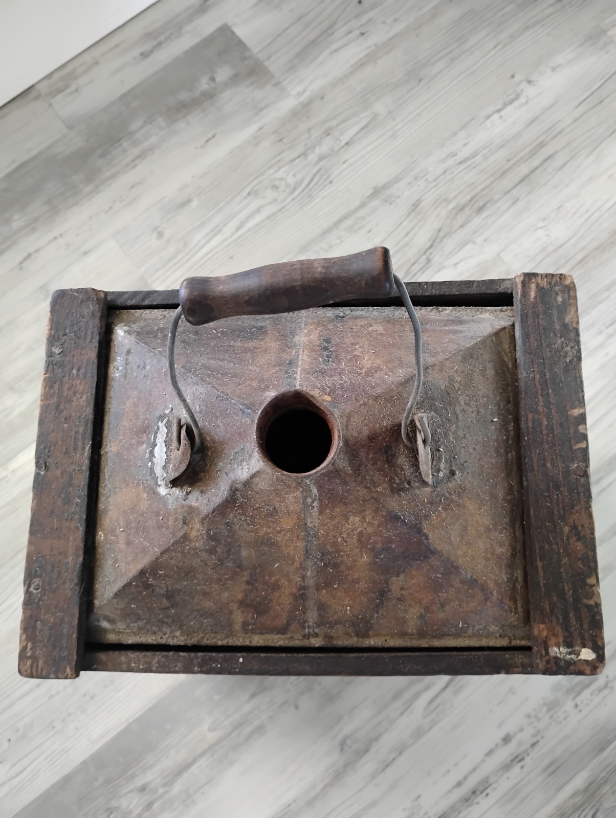 Antique Fuel Gas Kerosene Wood And Metal Container Can 18 1/2 Inches Tall