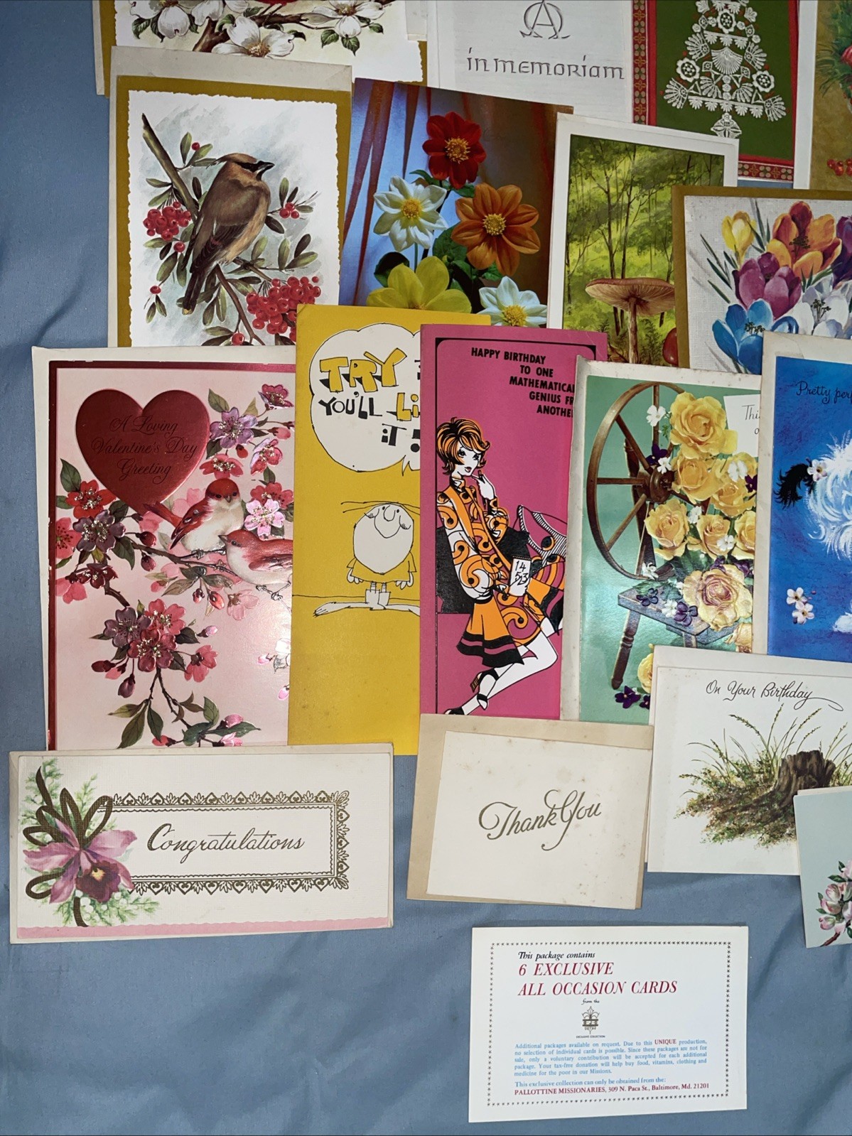 All Occasions Lot of 38 Vintage Greeting Cards, w Box & 2 Ideals Poem books
