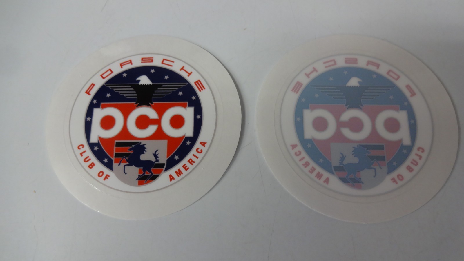 TWO (2) PCA Porsche Club of America Window Sticker / Decal Round 2.25″ Diameter