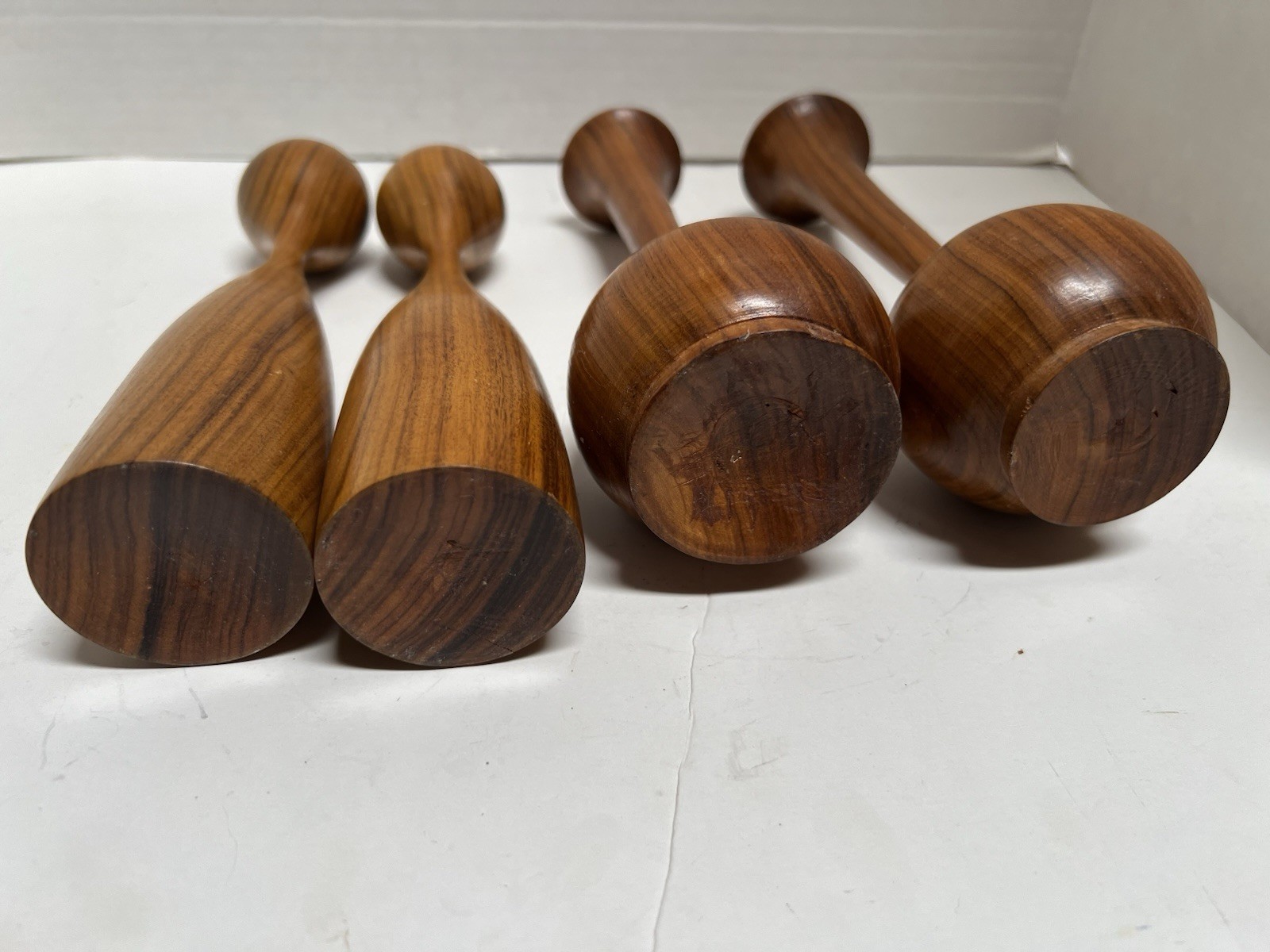 Rare Mid Century Modern Danish Design Teak Tulip Candle Holders 4 Piece Set 8”
