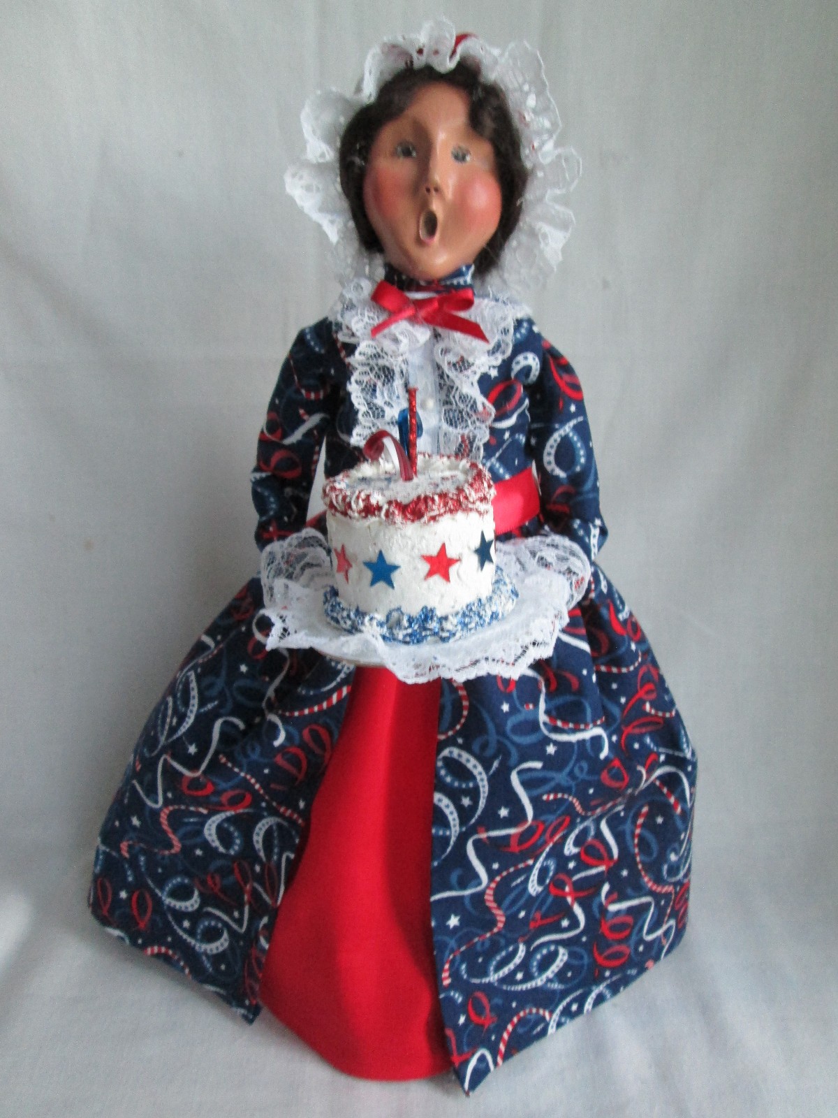 Byers Choice Patriotic Lady Woman Doll w/ July 4th Cake