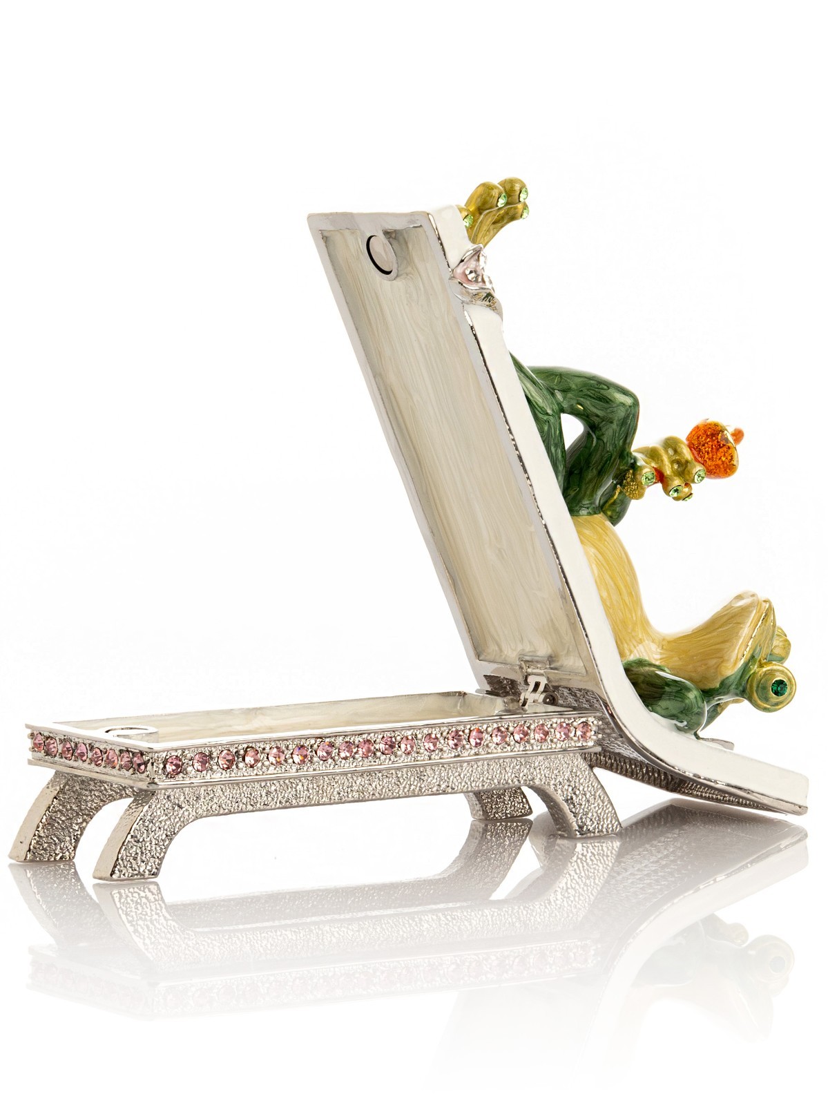 Keren Kopal Frog drinking a cocktail Trinket Box Decorated & Austrian Crystals