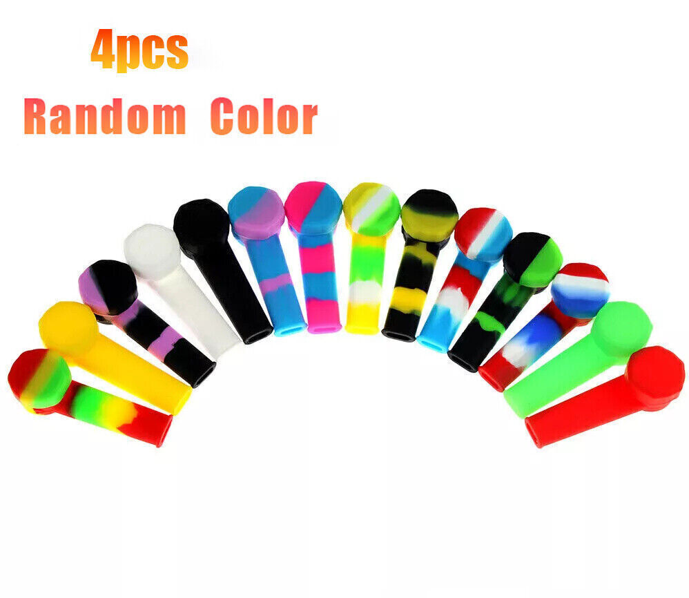 Silicone Pipe With Cap & Stainless Steel Bowl New Lot Of 2/4/5/10 Mixed Color