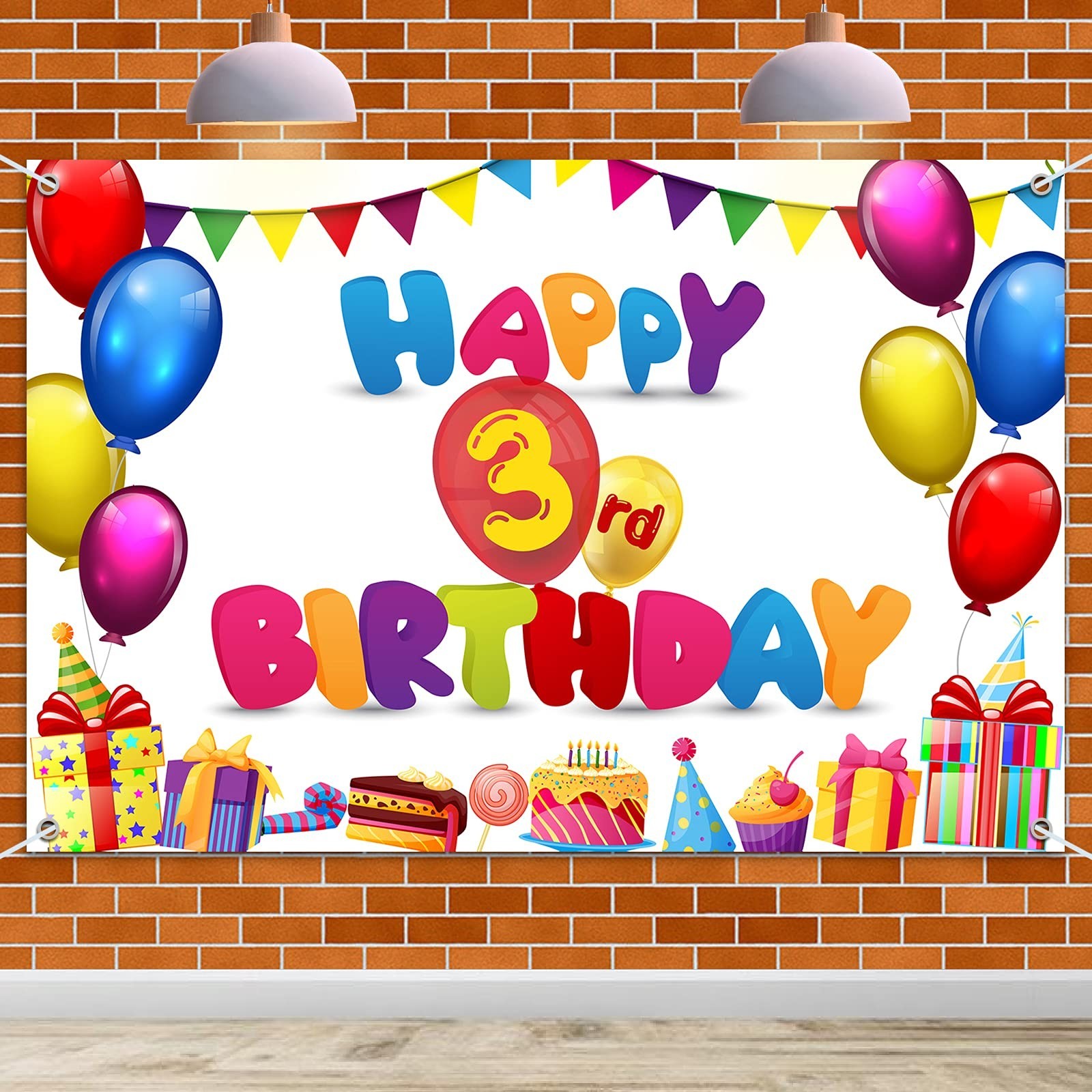 HAMIGAR 6x4ft Happy 3rd Birthday Banner Backdrop – 3 Years Old Birthday Decor…