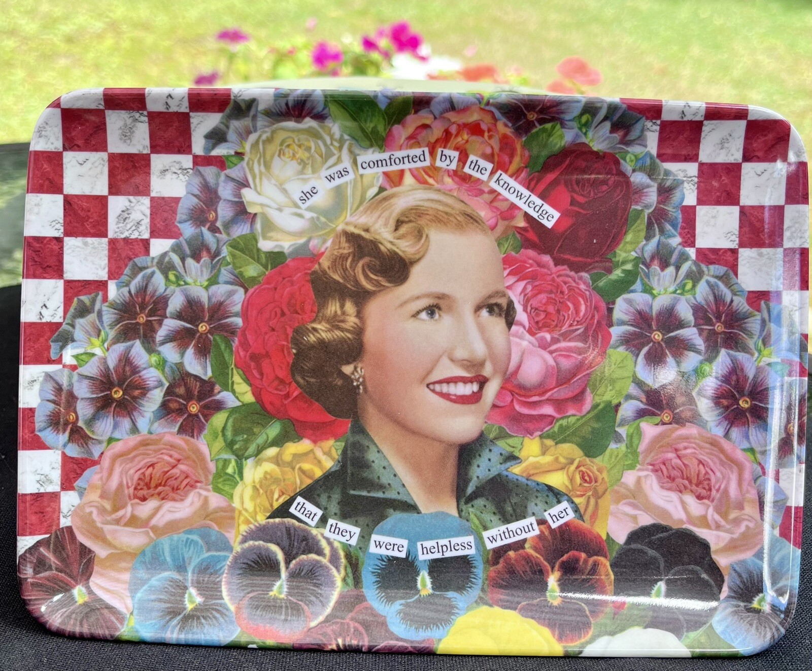 Anne Taintor Melamine Trinket Tray Retro Funny Gag Gift Decoupage Floral Platter