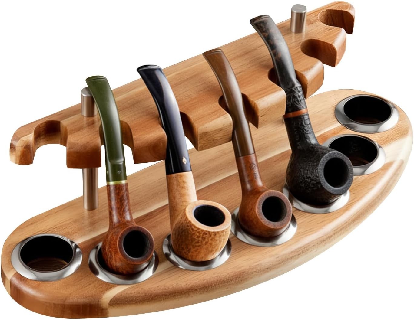 Yalikop Acacia Pipe Stand Holder for 7 Smoking Pipes, Acacia Handmade from Natur