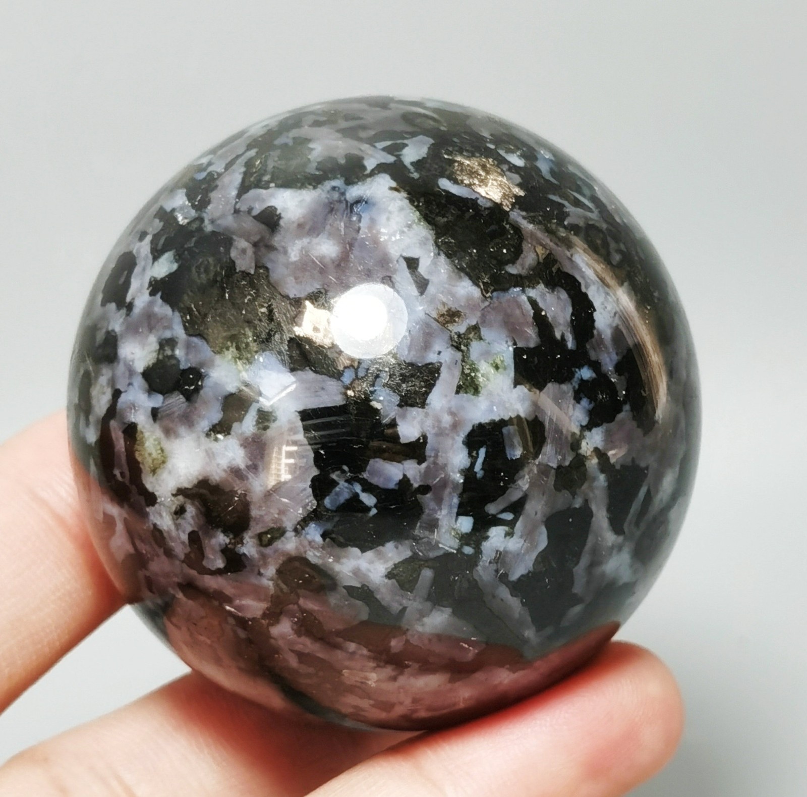 Natural Rare MERLINITE Mystic Sphere Ball Stone Magic Shaman Psilomelane Gabbro