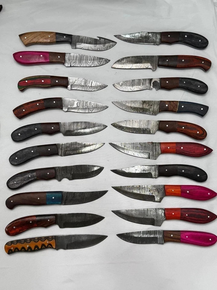 Lot of 20 Handmade Damascus Steel Full Tang Skinner Hunting Knives – Mix Handles