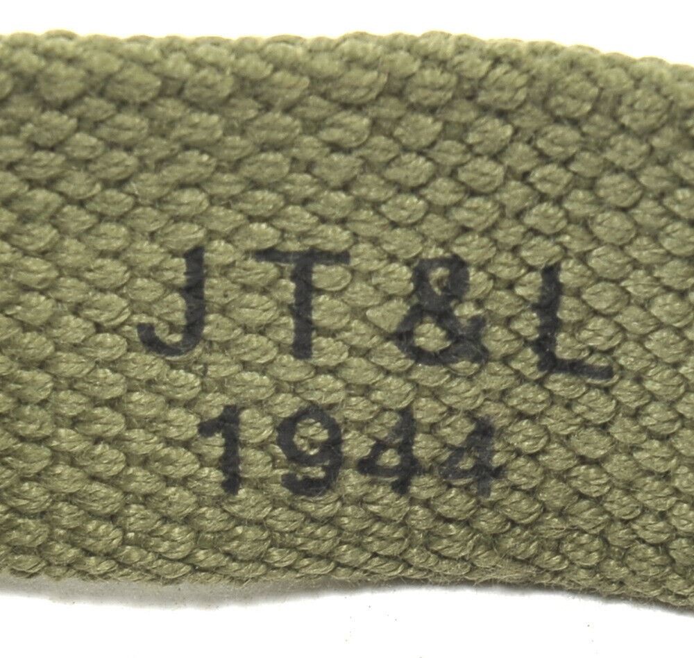 M1 GARAND CANVAS RIFLE SLING with Correct WW2 Hardware OD marked JT&L 1944