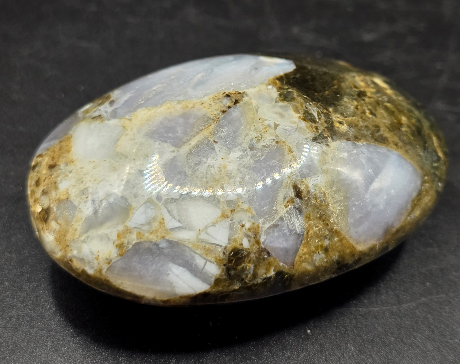 2.5″ Brecciated Purple Jasper Polished Palm Stone | Mystic Merlinite Crystal