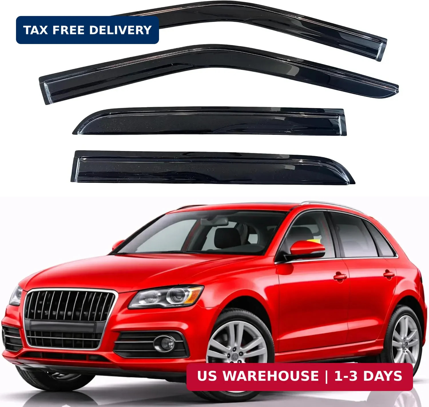 Rain Guards Fit for 2009-2017 Audi Q5, Out-Channel Window Visors Vent Wind D