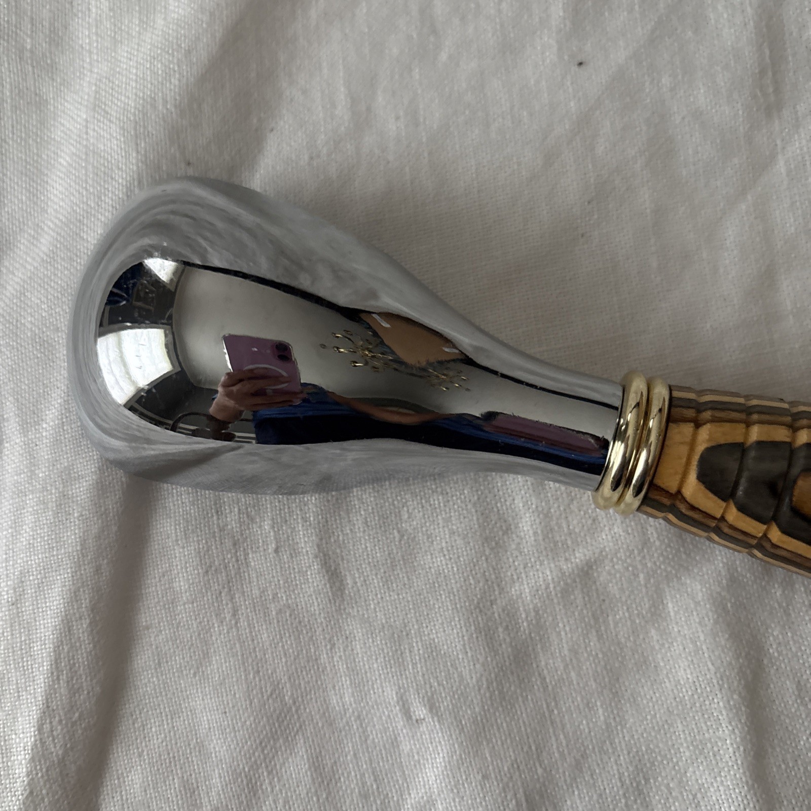 Beautiful Hand Turned Striped Wooden Handle Ice Cream Scoop w/Decorative Finial