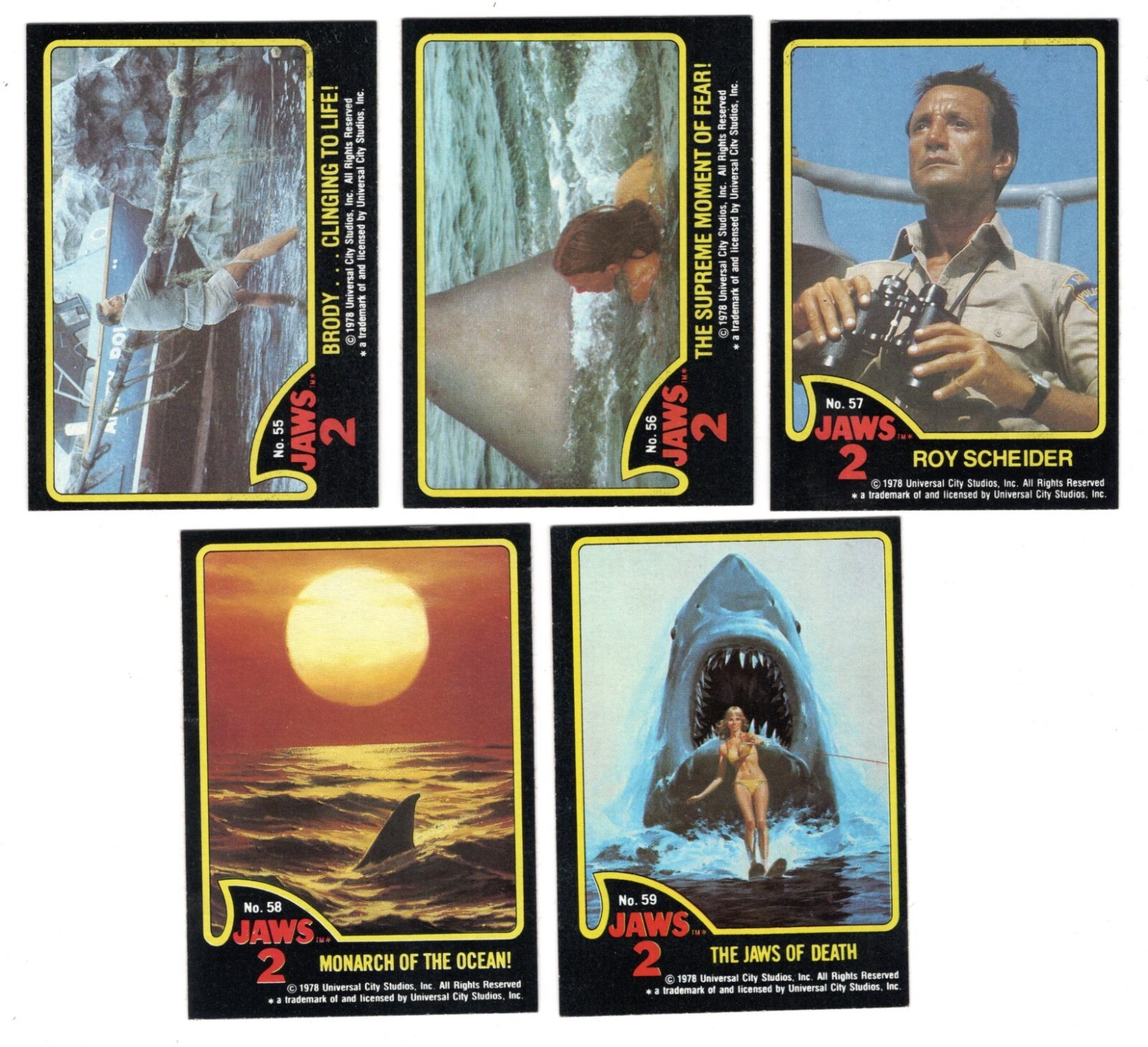 1978 TOPPS JAWS 2 THE MOVIE TRADING CARD SET 59-CARDS NM/MINT ALL CARDS SCANNED