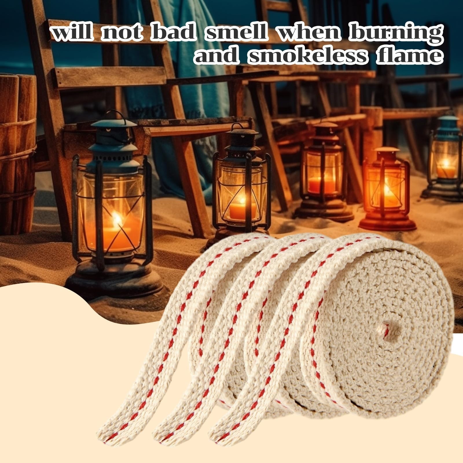 3 Rolls Lamp Wick Lantern Wicks – 10 Ft 1/2 Inch Flat Cotton Oil Lamp Wick Repla