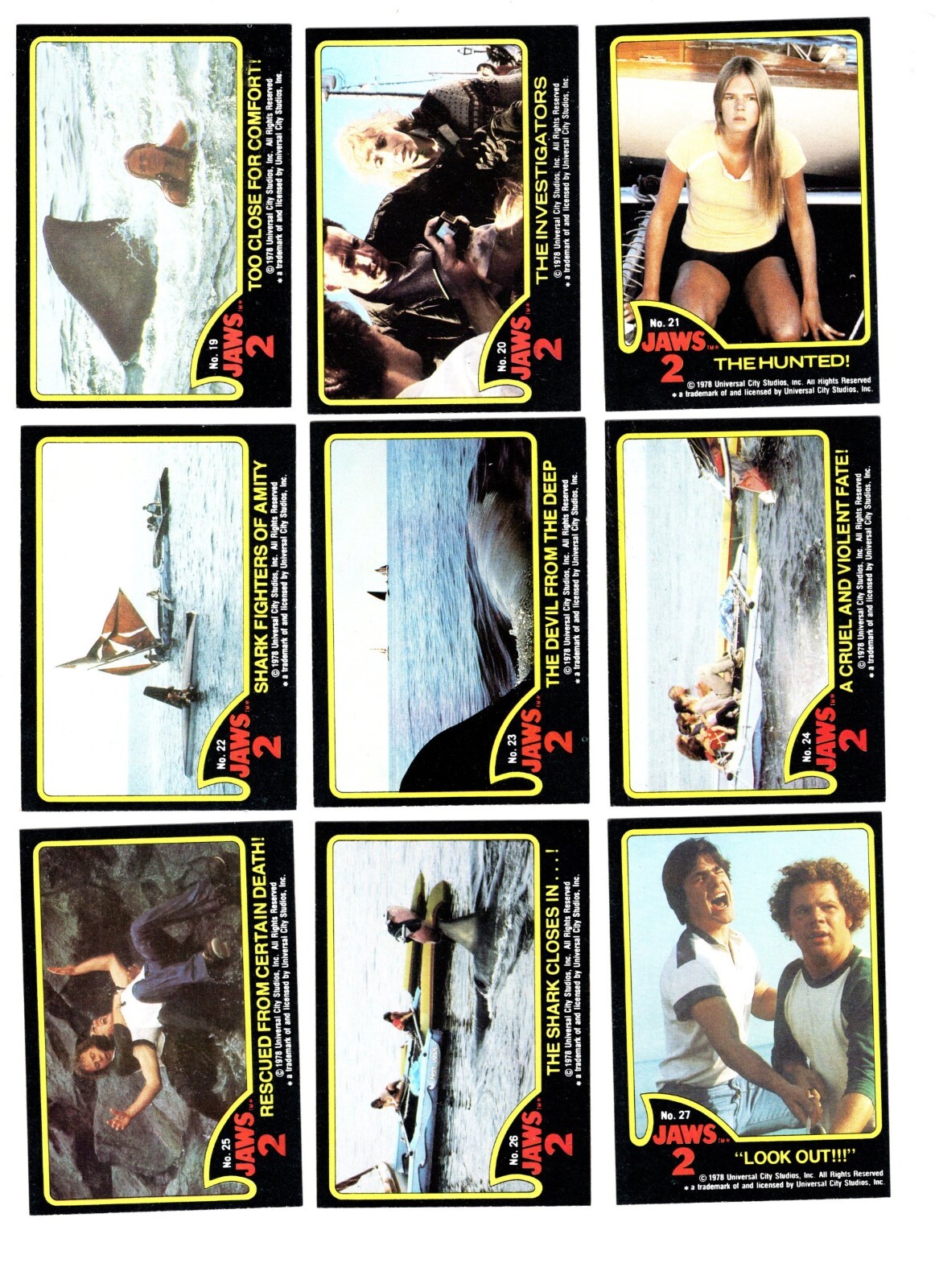 1978 TOPPS JAWS 2 THE MOVIE TRADING CARD SET 59-CARDS NM/MINT ALL CARDS SCANNED