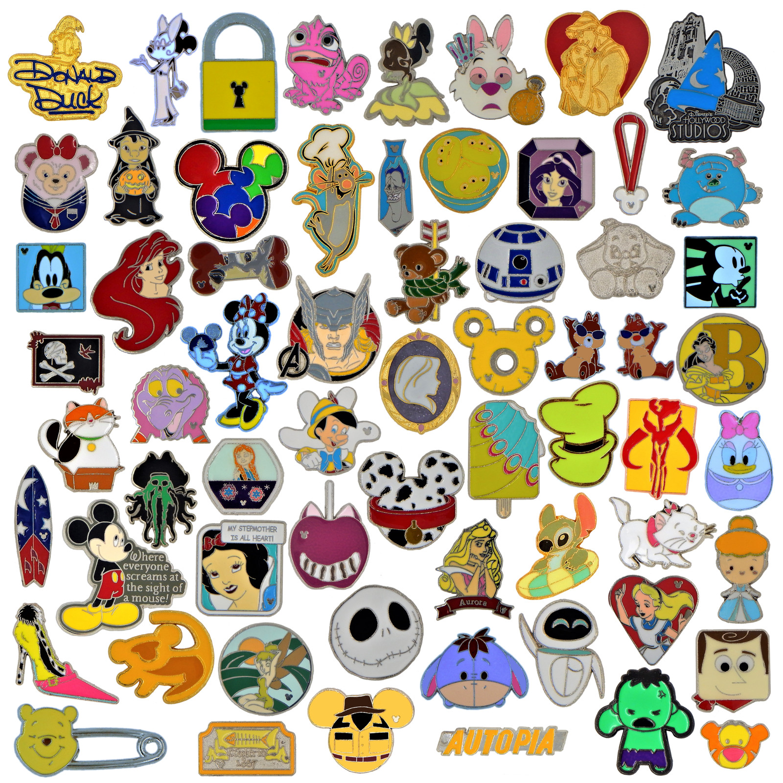 Disney Pin Trading 50 Assorted Lot New Pins No Doubles Authentic Free Shipping