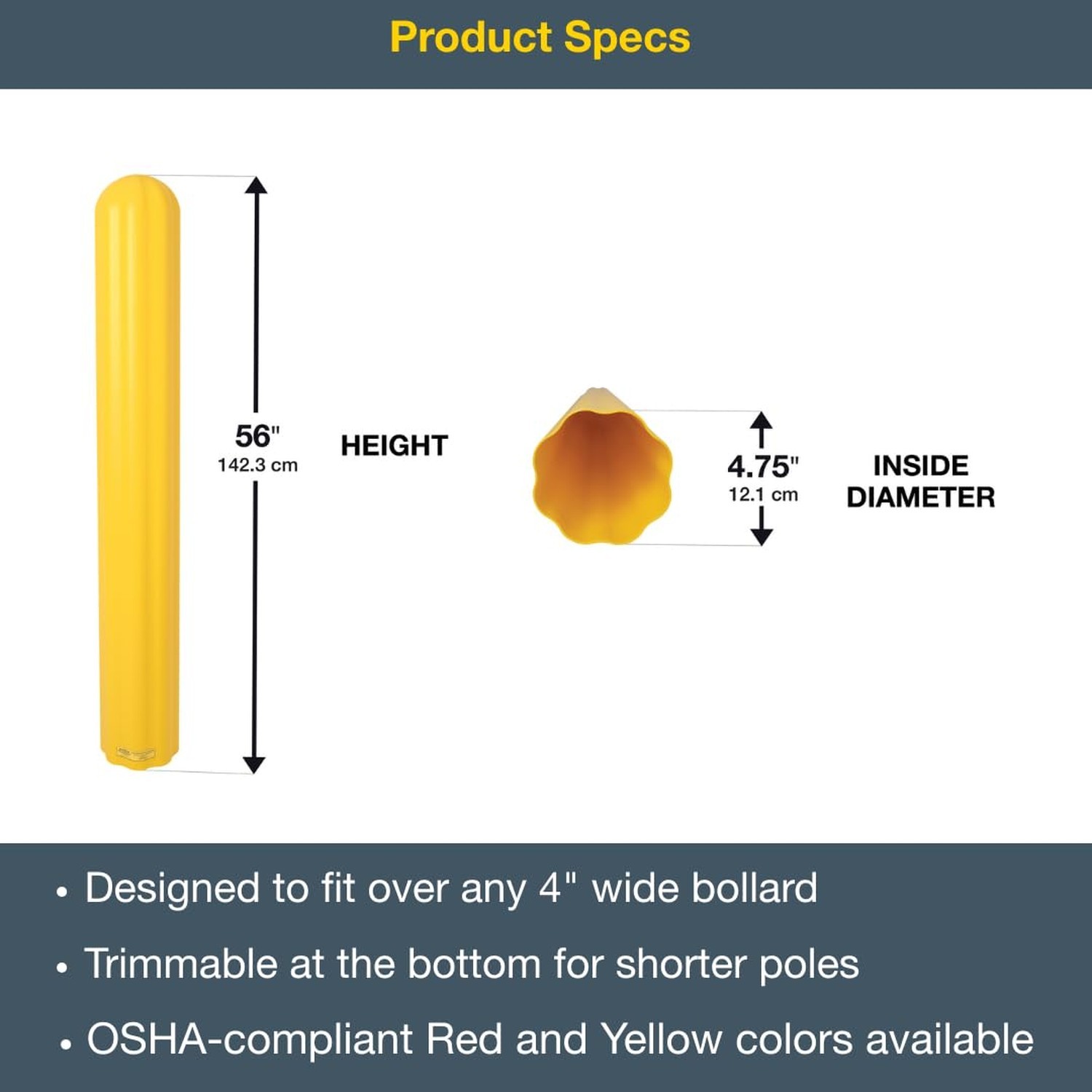 Eagle Bollard Covers for 4 Inch Poles – 56″ Tall, Durable Fluted HDPE Plastic…