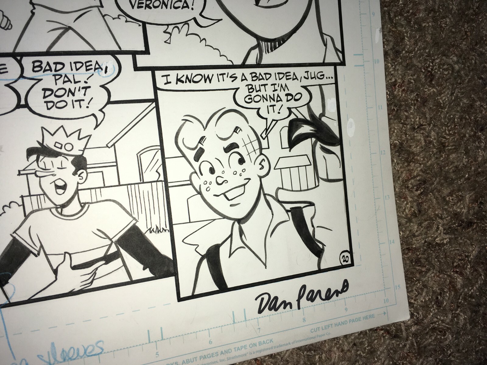 Dan Parent Original Comic Art Signed Archie Comic Book Storyboard