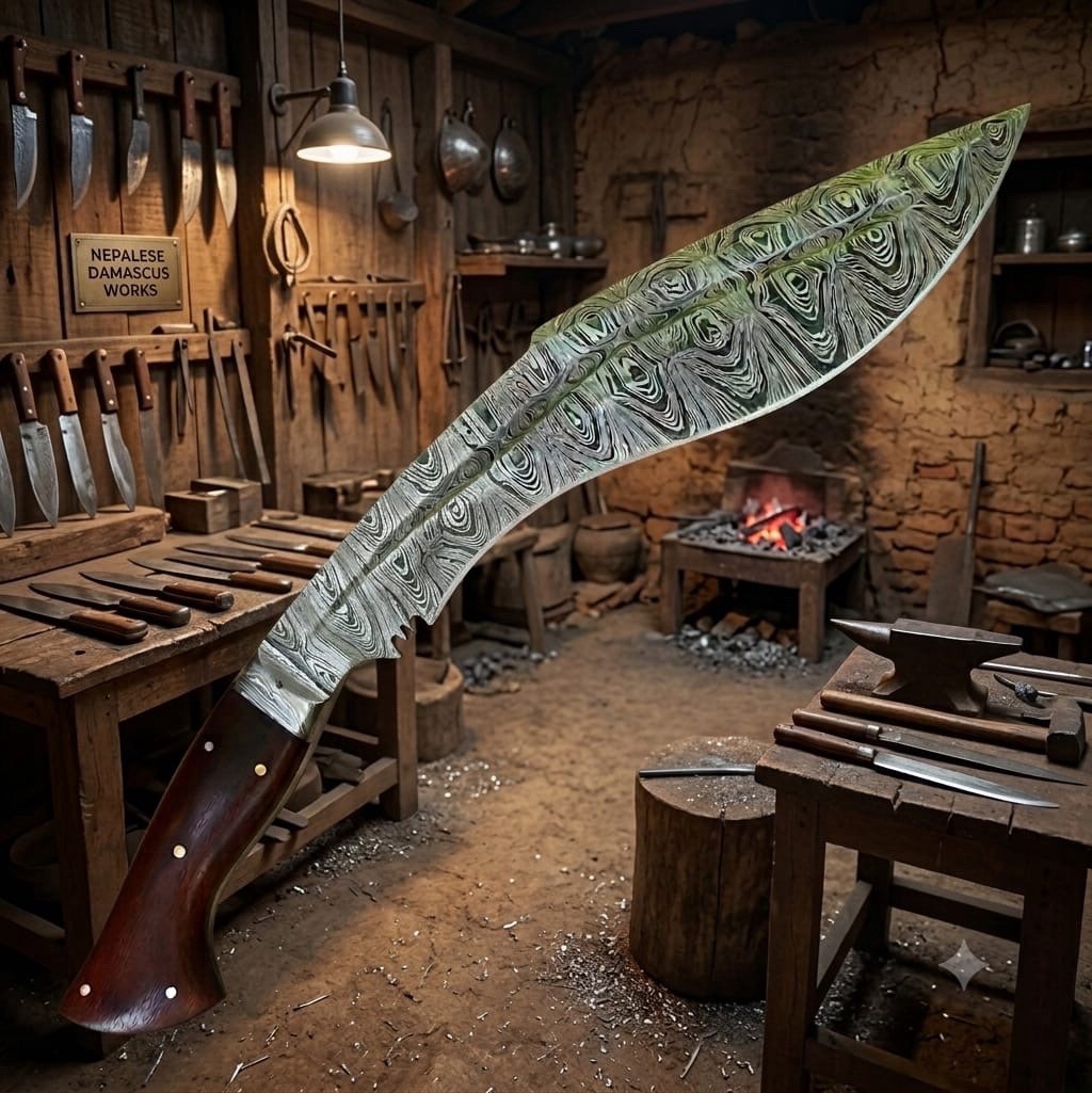 Full Tang Damascus Fix Blade Traditional Gurkha Kukri Knife Tactical Outdoor