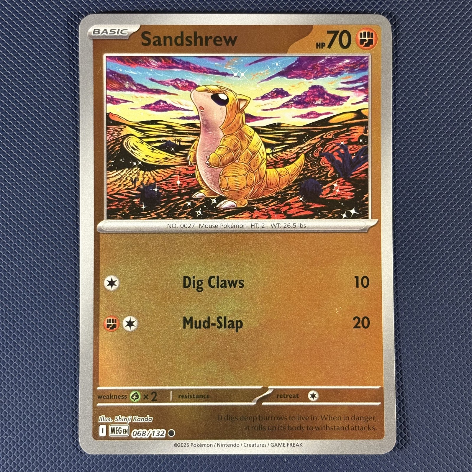 Sandshrew 068/132 – Mega Evolution – Common Reverse Holo Pokemon Card – NM