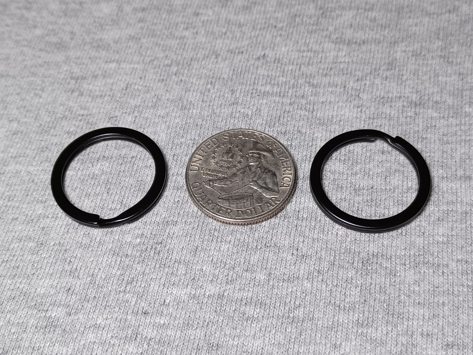 (2) Black Metal 1 Inch(25mm) Flat Split Ring Key Rings Key Holders