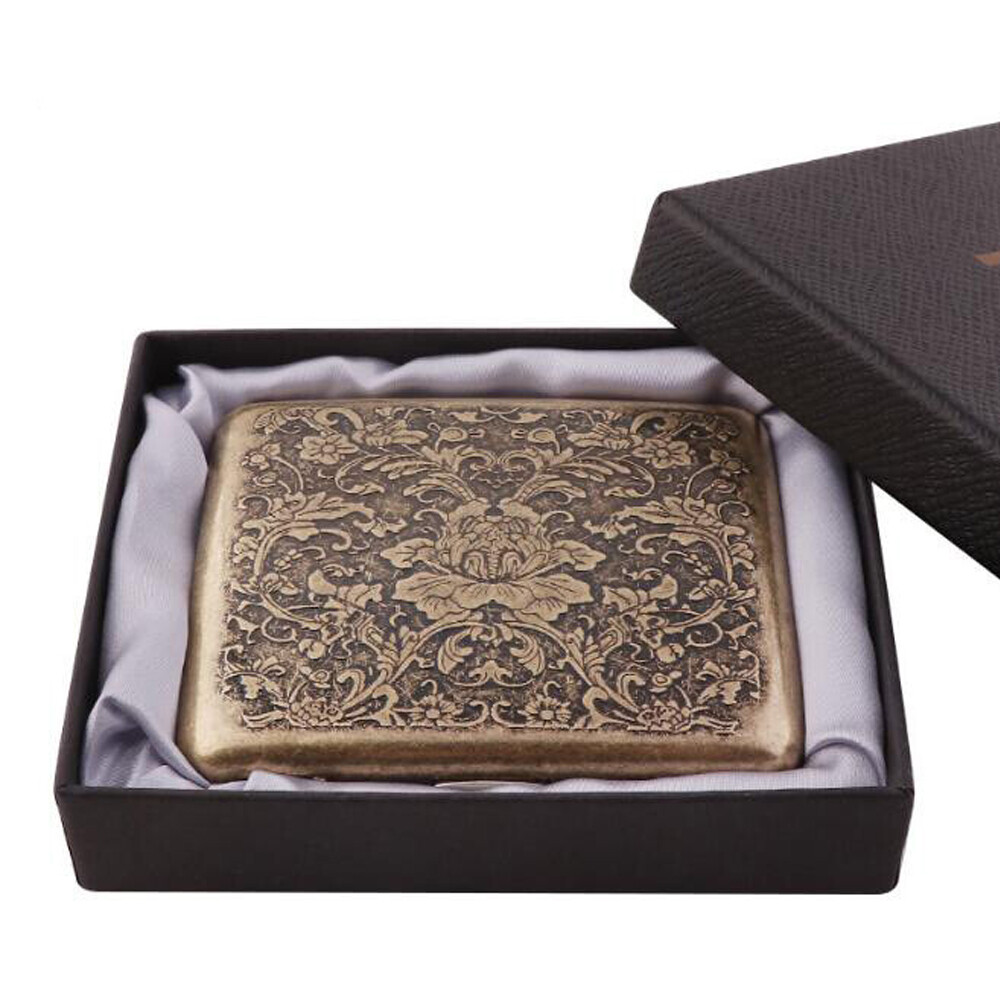 Vintage Metal Cigarette Case Box Tobacco Holder for 20pc King Cigarettes
